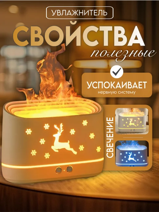 Аромадиффузор увлажнитель воздуха ночник для дома 1 л, белый, фото 2