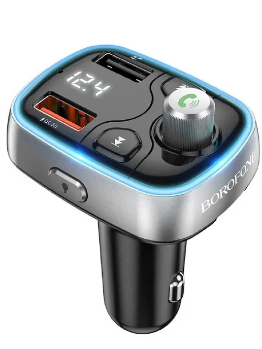 Мультимедийный Bluetooth FM трансмиттер для автомобиля, голубой, фото 3