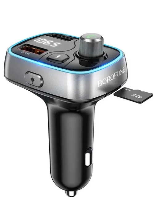 Многофункциональный автомобильный FM-трансмиттер с Bluetooth, голубой, фото 4
