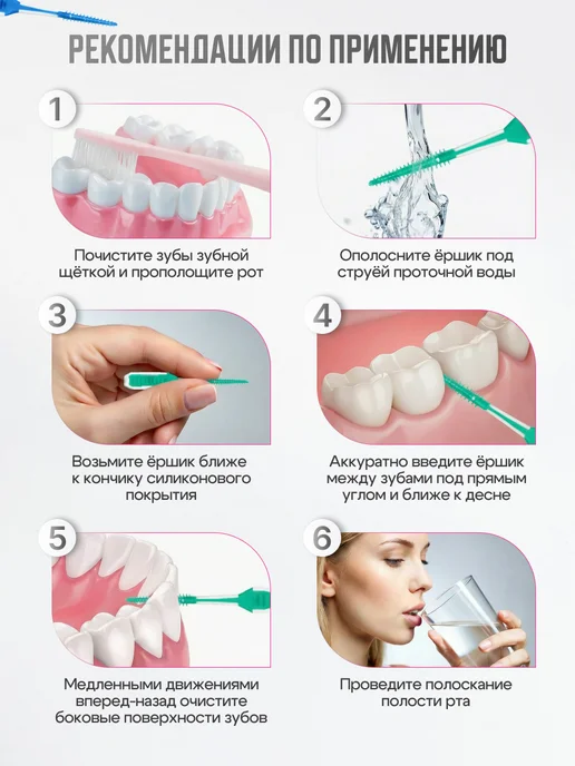 NEW HAPPY SMILE Межзубные ершики зубные для брекетов и зубов набор, 200 шт, фото 7