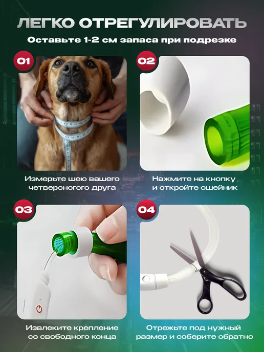 WEBMAG Светящийся ошейник для собак usb с зарядкой, зеленый, фото 6