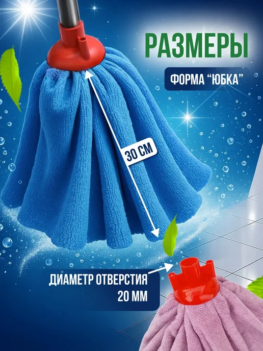 Насадка на швабру моп юбка, синий, фото 3