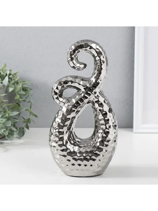 со скидкой Фигурка керамика Абстракция. Щупальца,серебро,12.5×7×25 см, 12.5x7x25 см