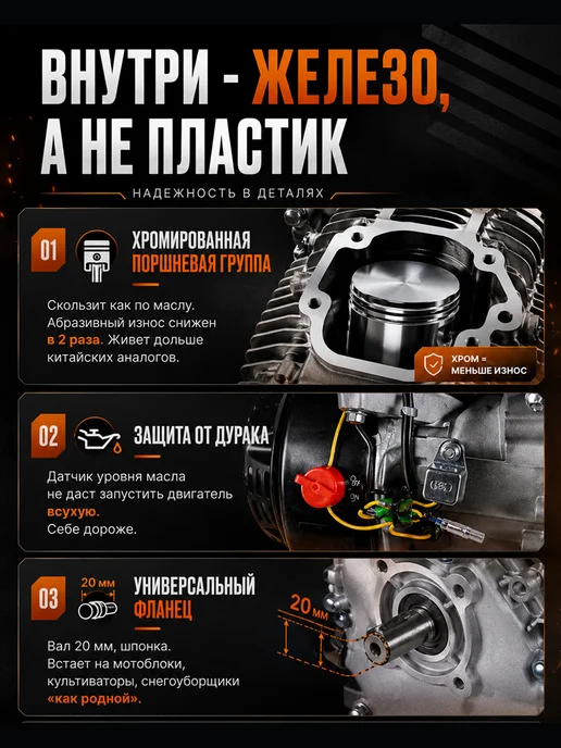Двигатель бензиновый для мотоблока 4-х тактный GE-170F-20 — фото 2