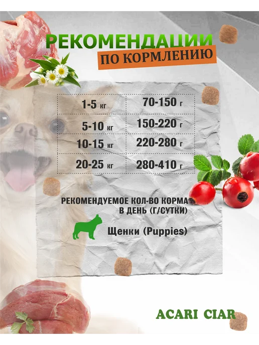 Сухой корм acari ciar для собак, щенки, телятина, ягненок, 1,1 кг, фото 3