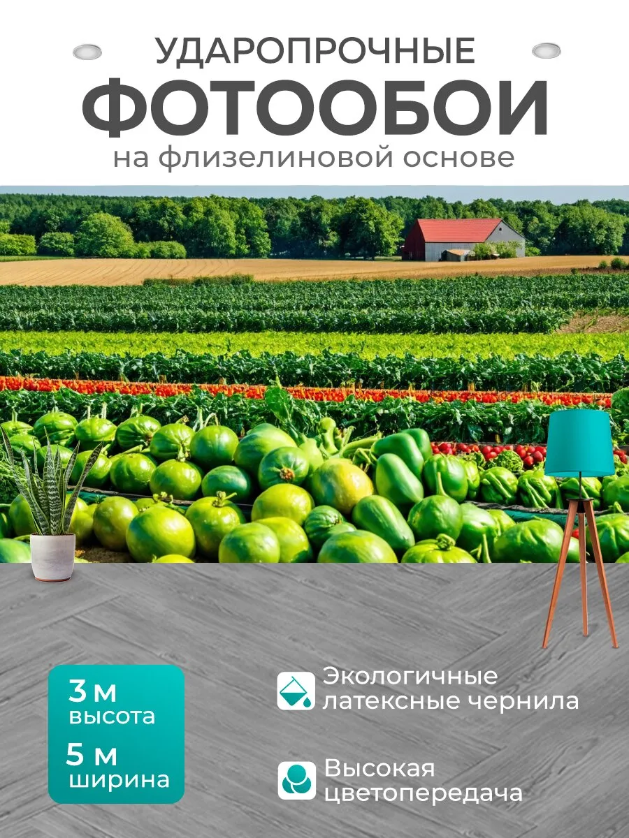 Фотообои "С пейзажами домашнего фермерства и свежих..." 5x3м