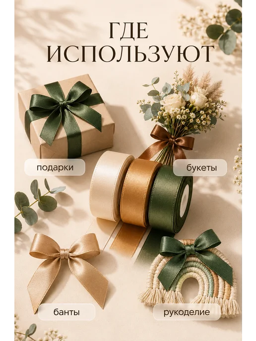 Eva Viktory Лента атласная 2,5 см. Общая длина 69 метров. Микс, вариант, фото 3