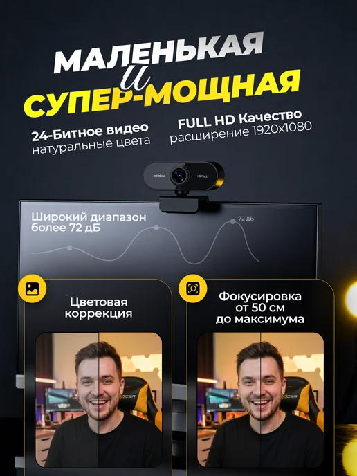 СтримСтарт Web-камера для компьютера и ноутбука с микрофоном, вариант, фото 6