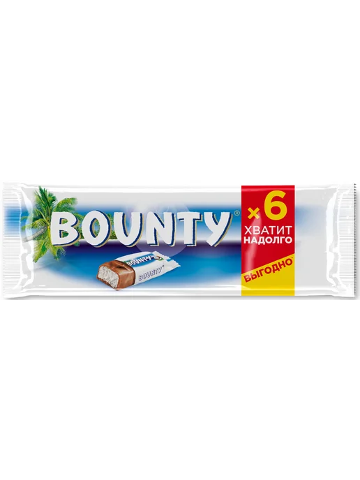 Bounty Батончик шоколадный 27.5г х 6шт, 165г, 27,5 г, 6 шт