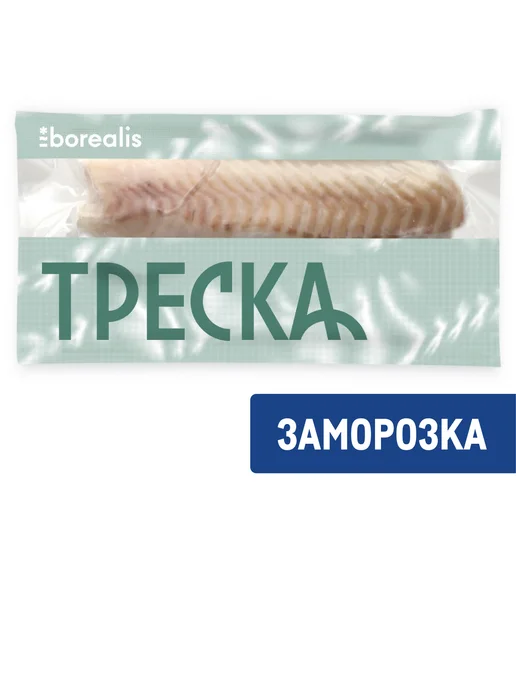 Borealis Треска филе спинка без кожи без костей замороженная, 350г, 350 г