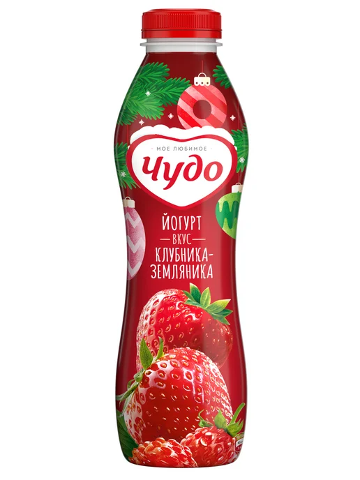 Чудо Йогурт питьевой Клубника-земляника 1.9%, 680г, 680 г