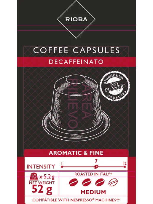 Rioba Кофе в капсулах Decaff без кофеина для Nespresso 10шт, вариант