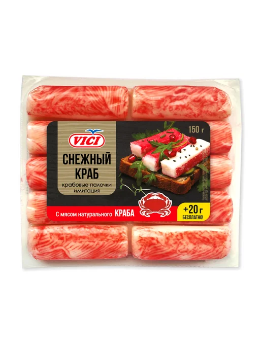 Палочки крабовые Vici Снежный краб с натуральным мясом, 170г, 170 г