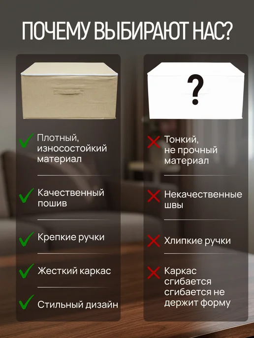 HHGuru Коробка для хранения с крышкой органайзер бокс на молнии, бежевый, фото 7