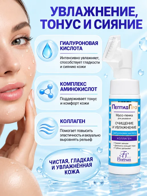 Floresan Мусс пенка для умывания с пептидам Peptide PRO, 170 мл, фото 2