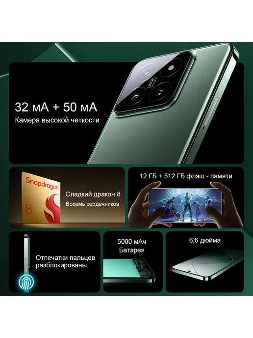 Смартфон showji M14 Pro 12/512 ГБ, зеленый, фото 3