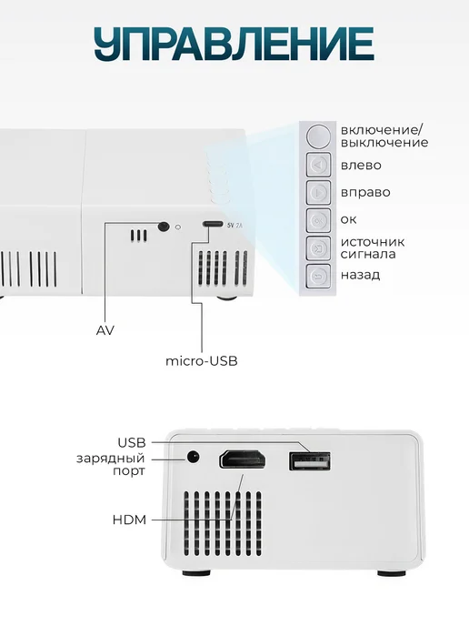 Мини проектор для фильмов с телефона, белый, фото 4