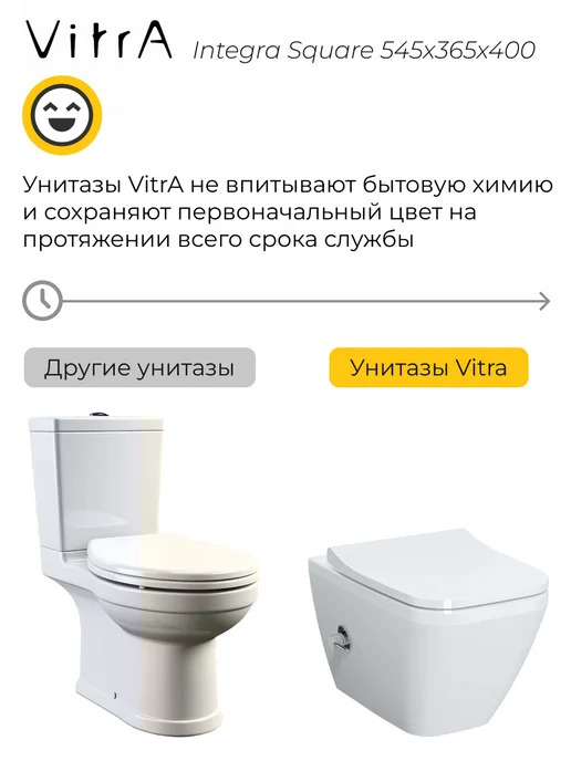 VitrA Унитаз подвесной Integra Square 545х365х400 функция, 545x365x400, фото 4