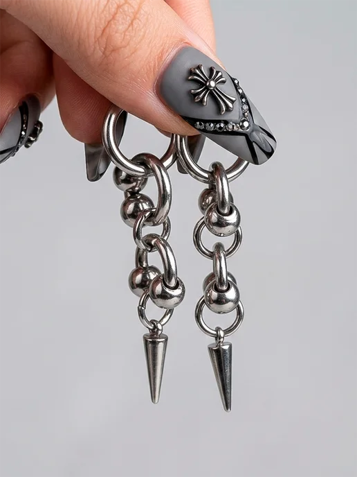 DESIGNER JEWERLY Моносерьга, серёжка одиночная конго пирсинг 1 шт, Серьги с шипами y2k, фото 4