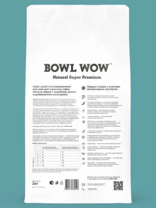 Сухой корм BOWL WOW Розмарин для собак, мелкие, индейка, 2 кг, фото 2