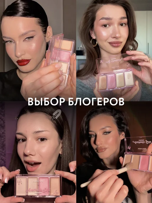 MIAMITATS Палетка хайлайтеров для лица и тела, розовый, фото 5