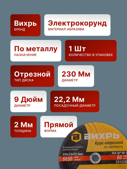 Диск по металлу на болгарку 230 мм — фото 2