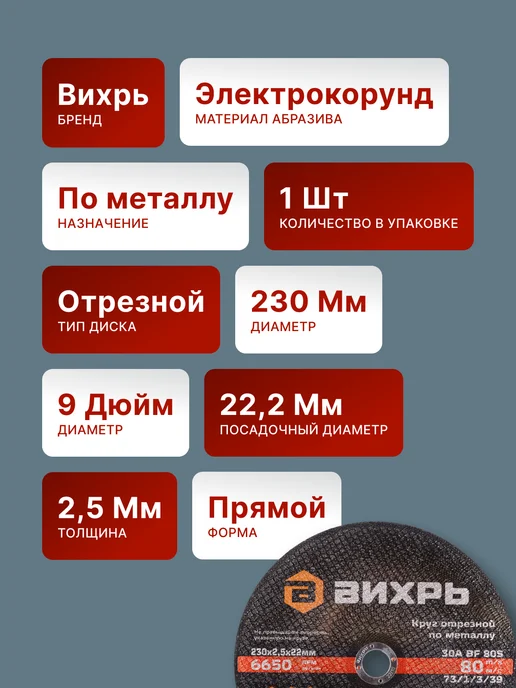 Диск по металлу на болгарку 230 мм — фото 2