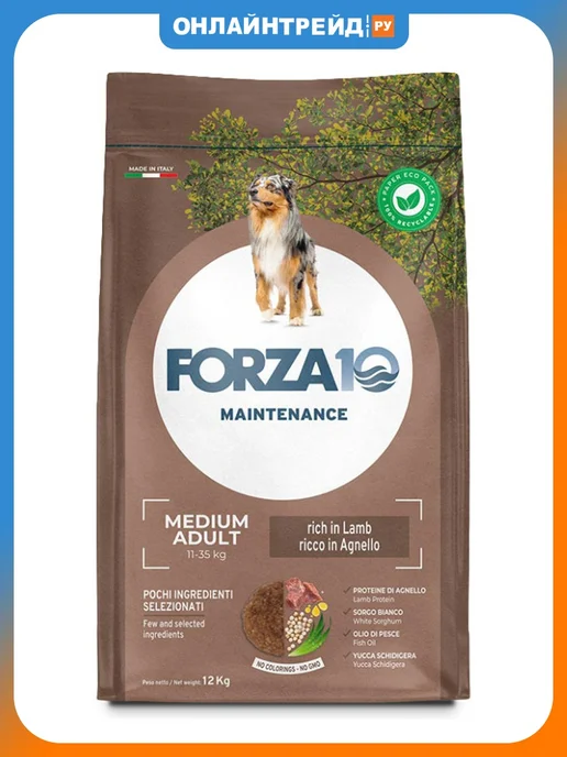 Сухой корм Forza10 для собак, крупные, средние, ягненок, 12 кг