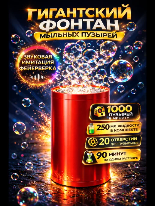 Генератор мыльных пузырей Фейерверк фонтан салют, красный