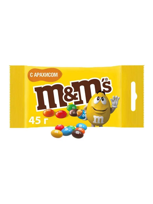 Драже M&M's с арахисом и молочным шоколадом, 45г, 45 г, фото 2
