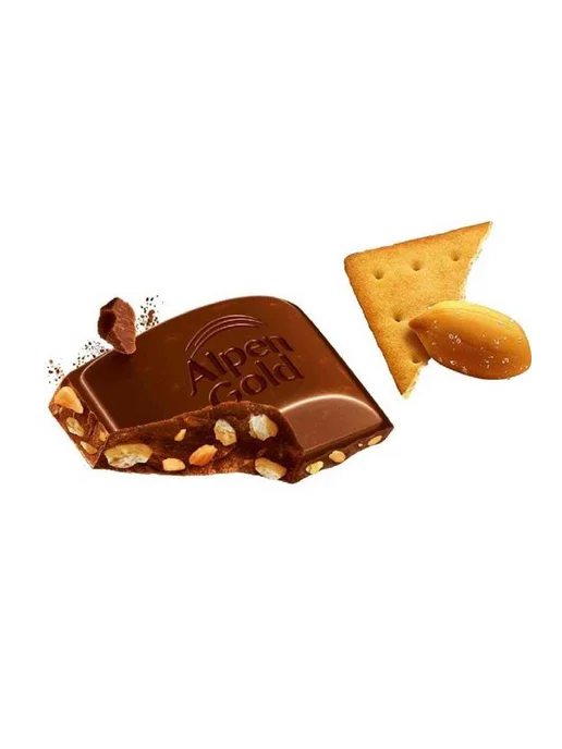 Шоколад молочный Alpen Gold с соленым арахисом и крекером, 8, золотой, фото 3