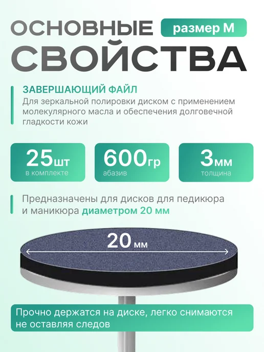 ELNAIL PRO Спонж-полировщик для пяток M, абразивная терка для педикюра, 25 шт, фото 2