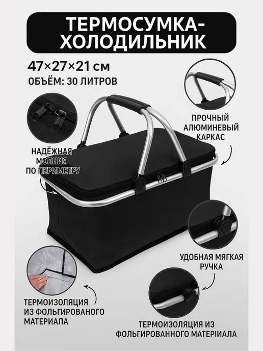 PN-95 Термо сумка-холодильник, черный, фото 3