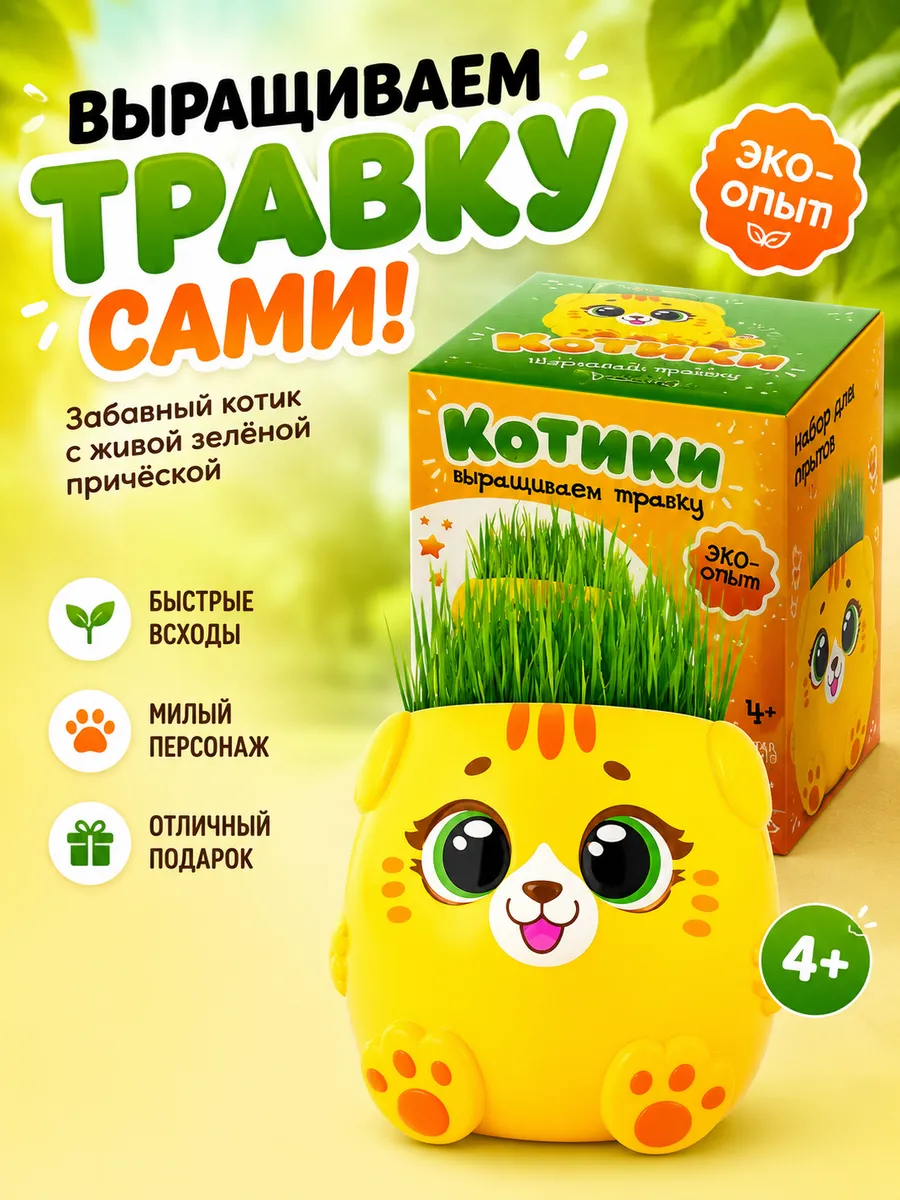 Набор для опытов выращиваем травку Котик