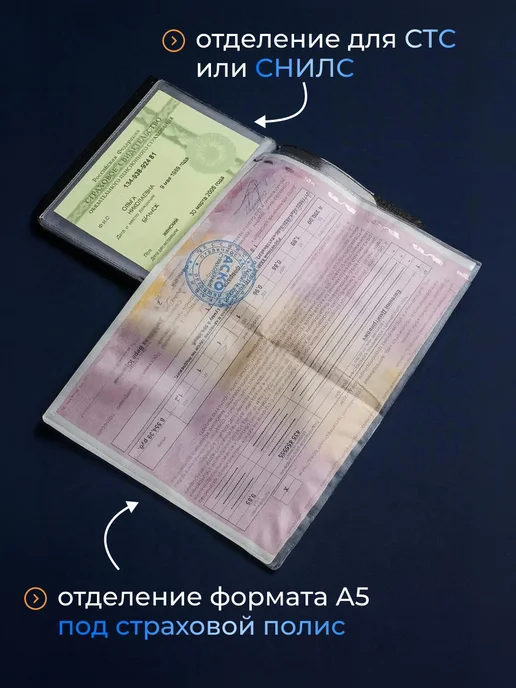 Обложка для автодокументов прозрачная, белый, фото 3