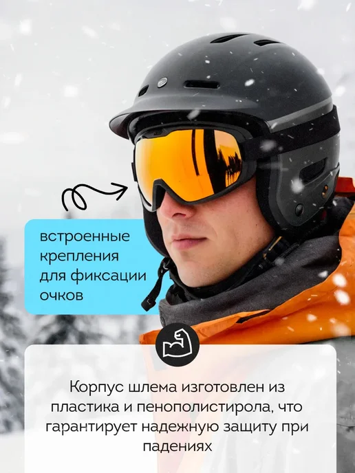 Шлем для горных лыж и сноуборда Sportavia, черный, фото 3