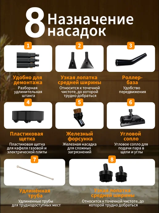 ZGLT Home Мощный пароочиститель с паровой шваброй для уборки дома, бежевый, фото 4