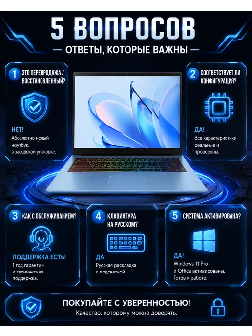Ноутбук для работы и учебы 15,6" IPS RAM 16 ГБ 1 ТБ SSD, 16 ГБ, 1 ТБ, фото 2