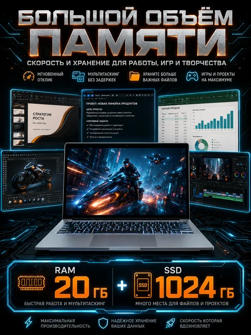 Ноутбук для работы и учебы 15,6" IPS RAM 16 ГБ 1 ТБ SSD, 16 ГБ, 1 ТБ, фото 6