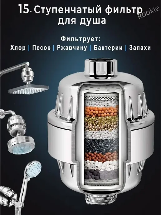 Фильтр для душа 15 ступеней очистки, защита от хлора, вариант