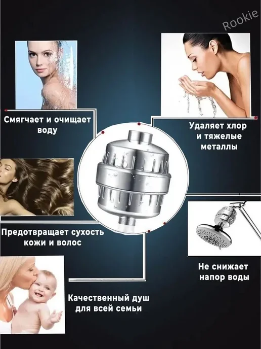Фильтр для душа 15 ступеней очистки, защита от хлора, вариант, фото 3