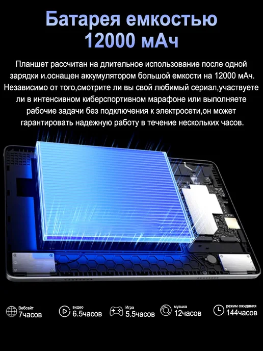 Планшет андроид с клавиатурой, для игр и фильмов 16+1024 ГБ, 1024 ГБ, фото 7
