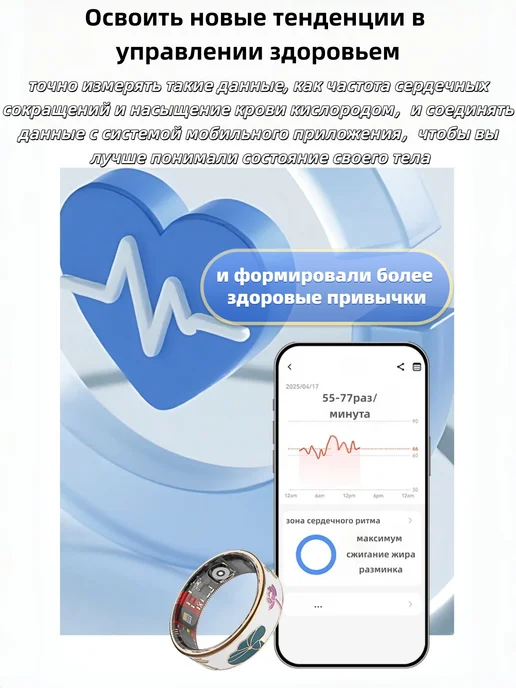 MYWLK Умное кольцо для спорта и здоровья с зарядным кабелем, вариант, фото 7