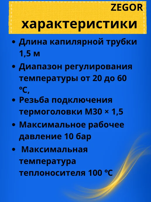 Zegor Термостатическая головка с выносным погружным капилляром, вариант, фото 2