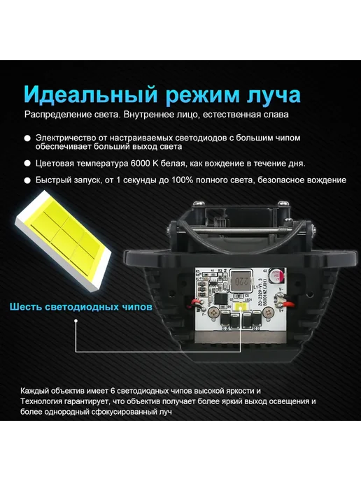 NLpearl Светодиодные би лед линзы в фары 3.0 bi led 12v 6000K, 2 шт, фото 2