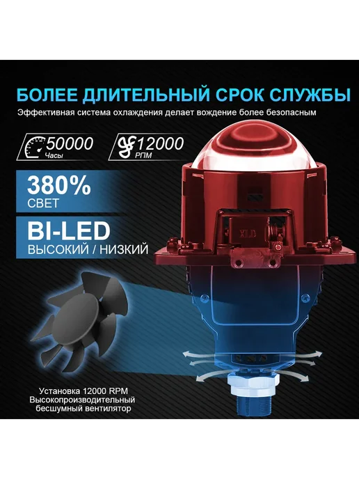 NLpearl Светодиодные би лед линзы в фары 3.0 bi led 12v 6000K, 2 шт, фото 6