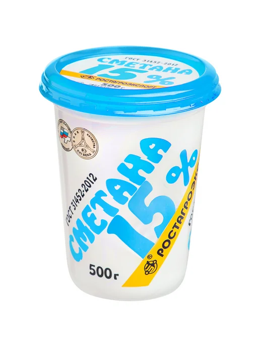Ростагроэкспорт Сметана 15%, 500г, 500 г