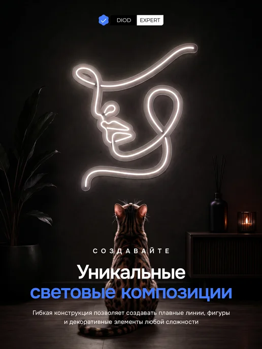 DiodExpert Светодиодная неоновая лента гибкий неон 5 метров с пультом, 5 м, фото 5