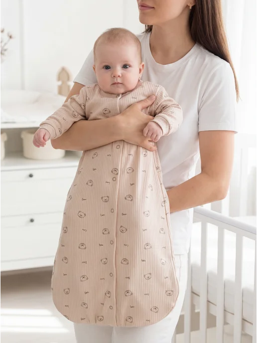 Lemony KIDS Спальный мешок для новорожденных малышей, бежевый, фото 7
