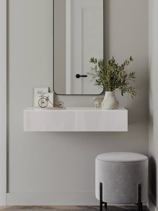 Туалетный столик - консоль, глянец с доводчиком, 90х35х15 см, 75x35x15 см, фото 2